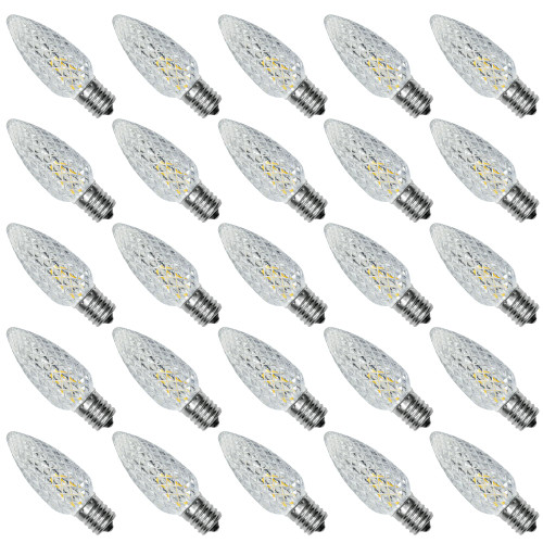 25PACK C9 Christmas Lights LED Replacement Bulbs?Shatterproof & Waterproof Plastic C9 Led Bulbs for Outdoor String Lights, E17 Base, 0.6W Equivalent to 7W, Warm White 2700K, 50LM Holiday Decoration