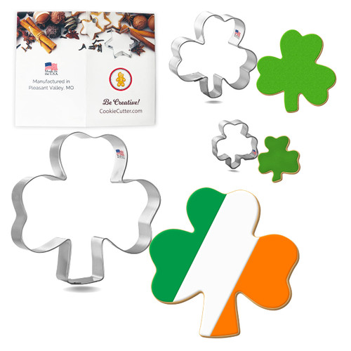 Shamrock Cookie Cutter 3 Pc Set HS0469- Foose Cookie Cutters - USA Tin Plated Steel Shamrock Cookie Cutter 3 Pc Set HS0469- Foose Cookie Cutters - USA Tin Plated Steel