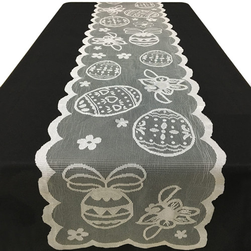 Labengou Easter Table Runners 72 Inches Long - Lace Spring Easter Eggs Table Runner - Easter Table Decorations for Home Dining Room - Easter Party Decorations Supplies (White)