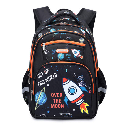 Cusangel Boys Backpack Kids Backpack for Boy Elementary Preschool School Bags 17 Inch Space Backpack Multi Compartment,Sturdy Durable Chest Strap Side Pockets larger size for Age 8-12 (Space-Black)