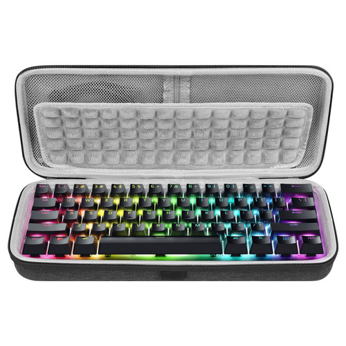 GEEKRIA 60% Compact Keyboard Case, Hard Shell Travel Carrying Bag for 61 Keys Computer Mechanical Gaming Keyboard, Compatible with Razer Huntsman Mini 60% Gaming, RK Royal KLUDGE RK61