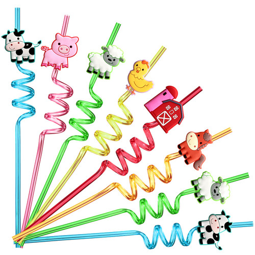 24 Reusable Farm Animal Plastic Straws Chicken Sheep Horse Cow Pig for Barnyard Farm Birthday Party Supplies Gift Favors with 2 Cleaning Brushes 24 Reusable Farm Animal Plastic Straws Chicken Sheep Horse Cow Pig for Barnyard Farm Birthday Party Supplies Gift Favors with 2 Cleaning Brushes
