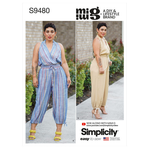 Simplicity Misses' Jumpsuit Sewing Pattern Kit, Code S9480, Sizes 16-18-20-22-24, Multicolor