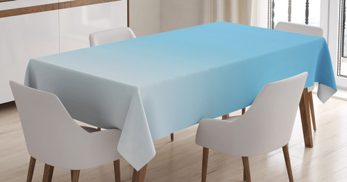 Ambesonne Ombre Tablecloth, Skyscapee in The Spring View Tropical Blue Inspired Vivid Colored Modern Design Print, Rectangular Table Cover for Dining Room Kitchen Decor, 52" X 70", White Blue