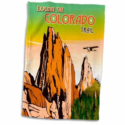 3dRose Explore Colorado Trail Poster Design with Mountains and Light... - Towels (twl-220217-1)