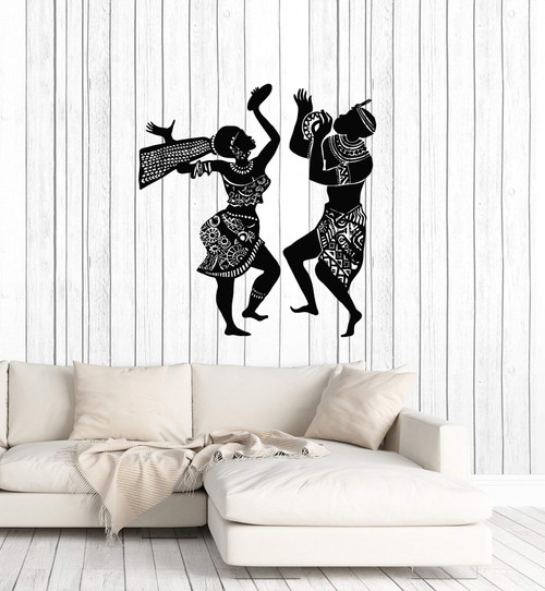 WallStickers4ever Vinyl Wall Decal Dancing Africa Native Ethnic Style African Tradition Stickers Mural Large Decor (g4124) Black