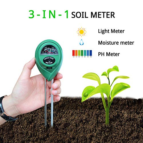 longsen Soil PH Meter 3-in-1 Soil Test Kit Soil Moisture Meter Soil Light Tester