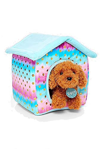 Justice Pet Shop Bundle of 2, Ombre Foil Dot Plush House and Ziggy The Golden Doodle