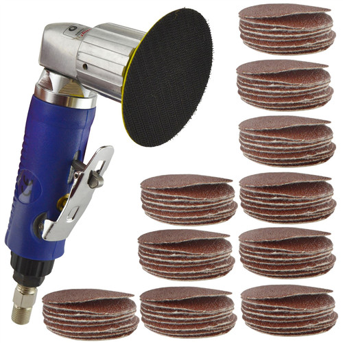 2" Air Angle Sander Grinder Polisher And 100 Pack 40 Sanding Grit Hook/Loop Pads