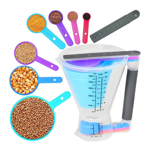 Measuring Cups and Spoons Set 8-Pcs - Measuring Spoons Set and Measuring Cup Set - Liquid Measuring Cups and Spoons - Measure Cups - Measuring Spoons and Cups - Measuring Cup Plastic Cup Measuring Set
