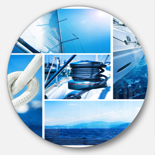 Designart MT14261-C23 Sailing Yacht in Blue Sea Collage Seashore Disc Metal Artwork - Disc of 23,Blue,23 X 23 Designart MT14261-C23 Sailing Yacht in Blue Sea Collage Seashore Disc Metal Artwork - Disc of 23,Blue,23 X 23