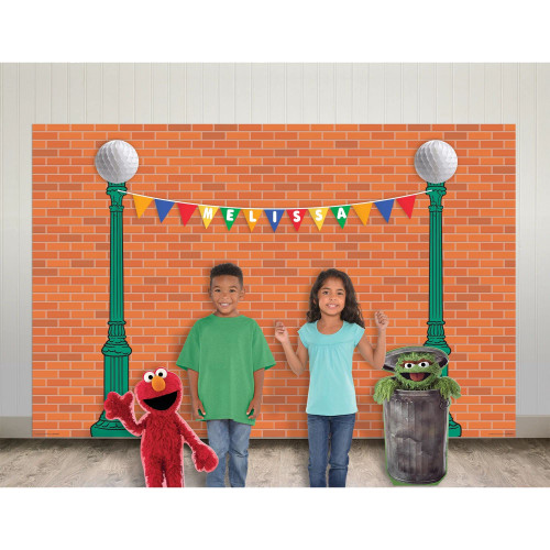 Amscan Everyday Sesame Street Personalized Backdrop Kit - 5' 5' x 8' 4 1/2' | Multicolor | 16 Pcs.