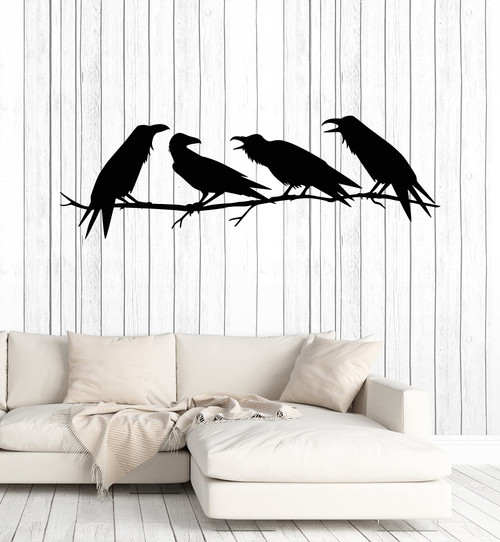 Large Vinyl Wall Decal Tree Branch Birds Black Ravens Gothic Decor Stickers Mural (g5678) Black Large Vinyl Wall Decal Tree Branch Birds Black Ravens Gothic Decor Stickers Mural (g5678) Black