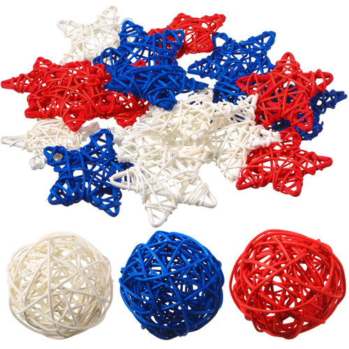 21 Pcs 4th of July Rattan Wicker Ball Decoration Rattan Balls Star Patriotic Ball Star Shaped Decorations Red White Blue Vase Bowl Fillers for Home Decor Independence Day Woven Decorative Balls 21 Pcs 4th of July Rattan Wicker Ball Decoration Rattan Balls Star Patriotic Ball Star Shaped Decorations Red White Blue Vase Bowl Fillers for Home Decor Independence Day Woven Decorative Balls