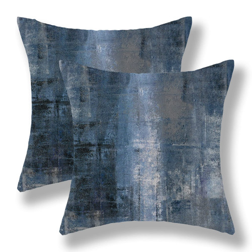 Gohdiwh Grey Blue Pillow Covers 18x18 Set of 2, Abstract Art Decorative Throw Pillows Cotton Modern Farmhouse Cushion Pillow Covers for Sofa Couch Outdoor Decor