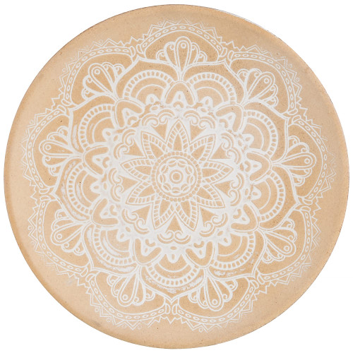 Hanobe Round Wooden Decorative Tray: Rustic Coffee Table Wood Tray Farmhouse Floral Ottoman Trays Table Centerpieces Decor for Kitchen Counter Boho Serving Tray