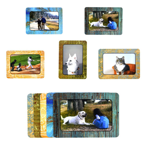 LAGIPA 5Pack 4x6 Magnetic Picture Photo Frame for Refrigerator/Home/Office/Wall, Magnetic Photo Display Frame, Fridge Magnets, Retro Style Magnet Board Decor, Magnet & Self-adhesive 2 Stick Way