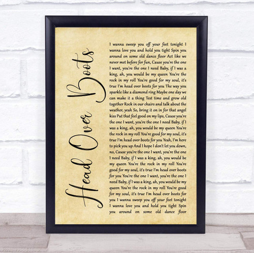 Head Over Boots Rustic Script Song Lyric Quote Music Poster Gift Present Art Print