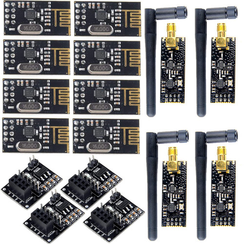 JoohcUngir 8pcs NRF24L01+ 2.4GHz Wireless RF Transceiver Module and 4pcs NRF24L01+PA+LNA Wireless Transceiver RF Transceiver Module 2.4G 1100m with 4pcs NRF24L01+ Breakout Adapter Modules