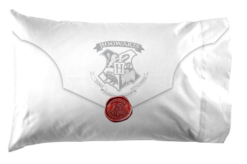 Jay Franco Harry Potter Lettered 1 Pack Pillowcase - Double-Sided Kids Super Soft Bedding - Features Hogwarts Invitation Sealed Envelope (Official Harry Potter Product)
