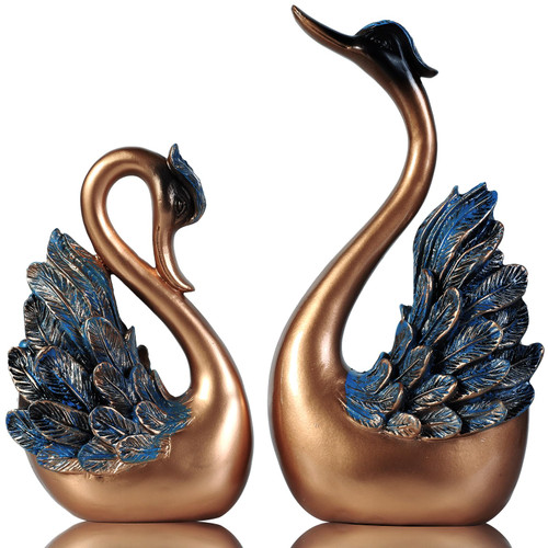 CECKQUE 2pcs Swan Statues Couple's Home Decorations for Living Room Decor and Accessories, Gold Sculptures Home Decor for Coffee Table, Book Shelf Decor Accents CECKQUE 2pcs Swan Statues Couple's Home Decorations for Living Room Decor and Accessories, Gold Sculptures Home Decor for Coffee Table, Book Shelf Decor Accents