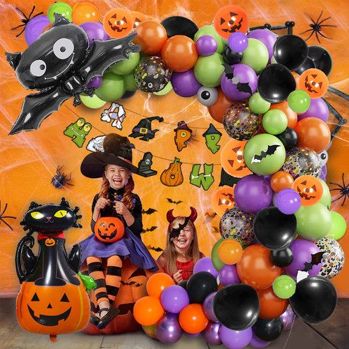 COSHEHKG Halloween Balloon Garland Arch Kit,104 Pcs Halloween Balloon Decoration Orange Black Purple Green Confetti Balloon with Halloween Pumpkin,Bat Latex Balloon Party Accessories COSHEHKG Halloween Balloon Garland Arch Kit,104 Pcs Halloween Balloon Decoration Orange Black Purple Green Confetti Balloon with Halloween Pumpkin,Bat Latex Balloon Party Accessories