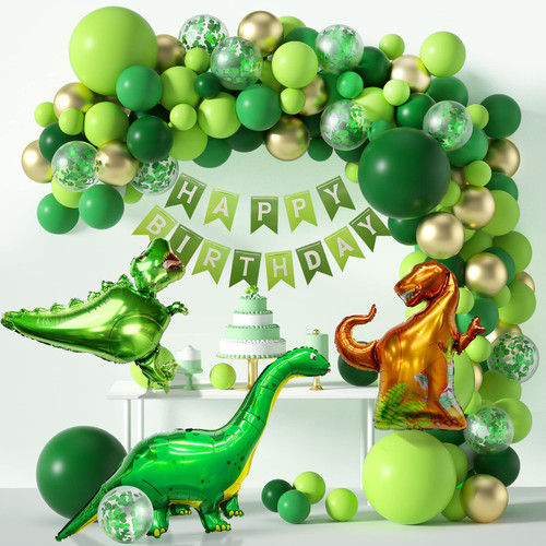 Janinus Dinosaur Party Balloon Garland Kit-119PCS Jurassic World Three Rex Balloon Kit With Green Gold Balloons 4D T-Rex Balloons For Dinosaur Jungle Jurassic Safari Theme Birthday Party Decoration Janinus Dinosaur Party Balloon Garland Kit-119PCS Jurassic World Three Rex Balloon Kit With Green Gold Balloons 4D T-Rex Balloons For Dinosaur Jungle Jurassic Safari Theme Birthday Party Decoration