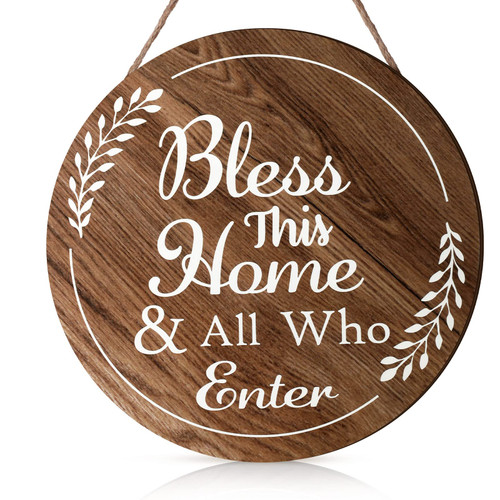God Bless This Home Wall Decor Family Home Decor Signs Rustic Wooden Signs Farmhouse Bless Home Wall Decor Plaque Decorative Bless This Home and All Who Enter Wall Art for Home Decor