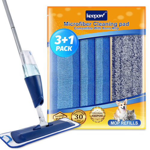 KEEPOW Microfiber Cleaning Pad for Bona, Mop Replacement Pads for Bona Hardwood Floor Cleaner, Microfiber Dusting Pads Compatible with Bona Mop for Hardwood Floors, 18 Inch, 4 Pack KEEPOW Microfiber Cleaning Pad for Bona, Mop Replacement Pads for Bona Hardwood Floor Cleaner, Microfiber Dusting Pads Compatible with Bona Mop for Hardwood Floors, 18 Inch, 4 Pack