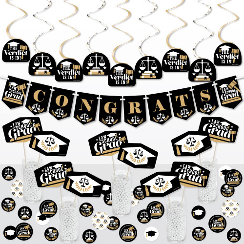 Big Dot of Happiness Law School Grad - Future Lawyer Graduation Party Supplies Decoration Kit - Decor Galore Party Pack - 51 Pieces