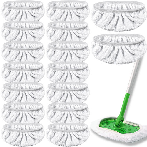 16 Pack Reusable Cotton Mop Pads Compatible with Swiffer/Sweeper Mops Reusable Mop Pads for Wet and Dry Use Washable Refills Dust Mop Covers