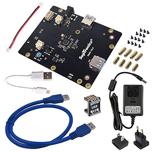 GeeekPi 5V 4A Power Supply & X820 V3.0 2.5" SATA HDD/SSD Shield Expansion Board Kit for Raspberry Pi 1 Model B+/ 2 Model B / 3 Model B / 3 Model B+ 