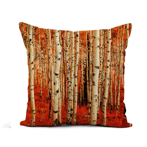 Awowee Flax Throw Pillow Cover Colorful Fall Color in Aspen Glade Utah USA Orange 16x16 Inches Pillowcase Home Decor Square Cotton Linen Pillow Case Cushion Cover