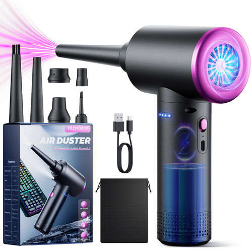 Compressed air Duster - 3 Gear Adjustable 100000RPM Electric air Duster with LED Light, Cordless air Blower for Computer Keyboard Car Cleaning Kit 9000mAh Rechargeable Dust Remover Compressed air Duster - 3 Gear Adjustable 100000RPM Electric air Duster with LED Light, Cordless air Blower for Computer Keyboard Car Cleaning Kit 9000mAh Rechargeable Dust Remover