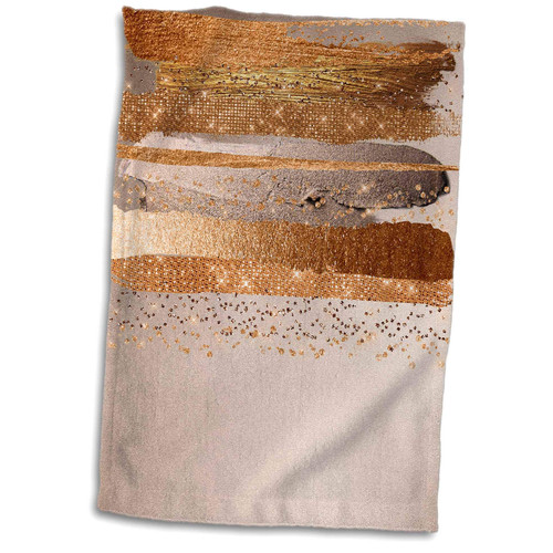 3dRose Towel, Image of Trend Gold Copper Strokes on Shiny Gold Elegant Texture 22.00" x 15.00"
