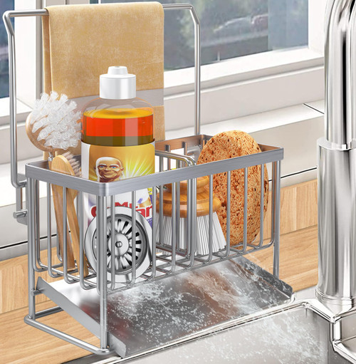 Ciyvotom Kitchen Sink Caddy,Sponge Holder for Kitchen Sink SUS304 Stainless Steel Rustproof Sponge Caddy for Kitchen Sink Kitchen Dish Brush Sponge Holder with Drain Tray for Kitchen Sink Organizer Ciyvotom Kitchen Sink Caddy,Sponge Holder for Kitchen Sink SUS304 Stainless Steel Rustproof Sponge Caddy for Kitchen Sink Kitchen Dish Brush Sponge Holder with Drain Tray for Kitchen Sink Organizer