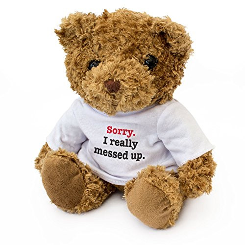 NEW - SORRY I REALLY MESSED UP - Teddy Bear - Cute Soft Cuddly - Gift Present Apology