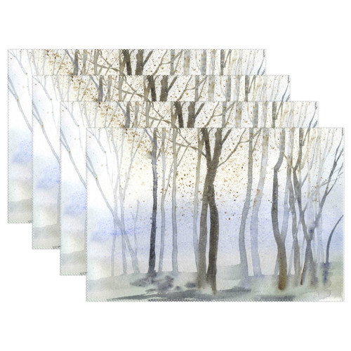 ALAZA Autumn Trees Watercolor 12 x 18 inch Placemats Heat Resistant Dining Table Mats Non-Slip Washable Place Mats for Home Kitchen Decoration