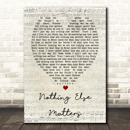 The Card Zoo Nothing Else Matters Script Heart Song Lyric Quote Wall Art Gift Print