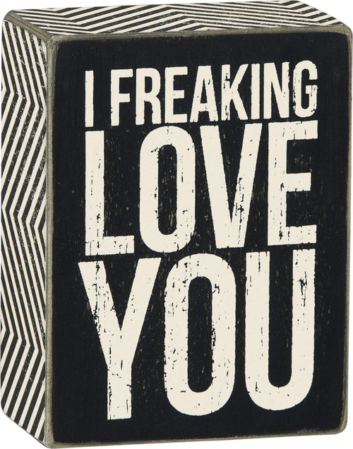 Primitives by Kathy 23595 Chevron Trimmed Box Sign, 3" x 4", Freaking Love Primitives by Kathy 23595 Chevron Trimmed Box Sign, 3" x 4", Freaking Love