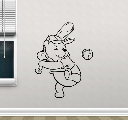 Pooh Wall Decal Baseball Vinyl Sticker Sign Cartoon Print Wall Art Design Baby Room Kids Decor Children Nursery Poster Custom Mural 72thn