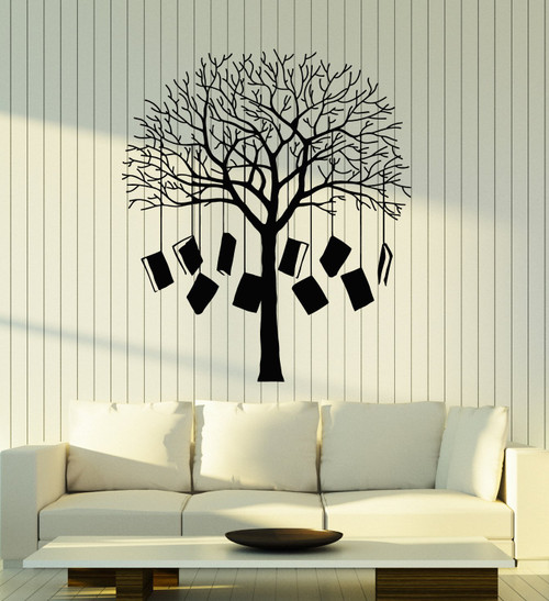 Vinyl Wall Decal Books Tree Home Library Reading Corner School Stickers Mural Large Decor (ig5139) Black
