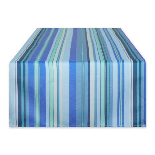 DII Indoor/Outdoor Tabletop Collection Multi-use, Machine Washable, Striped, Table Runner, 14x72, Blue Ocean