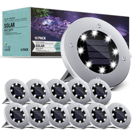 Ofheire Solar Outdoor Lights, 12Pack 8 LED Solar Garden Lights, Disk Lights Waterproof Solar Ground Lights Outdoor Landscape Lighting for Patio Pathway Lawn Yard Deck Driveway Walkway Ofheire Solar Outdoor Lights, 12Pack 8 LED Solar Garden Lights, Disk Lights Waterproof Solar Ground Lights Outdoor Landscape Lighting for Patio Pathway Lawn Yard Deck Driveway Walkway