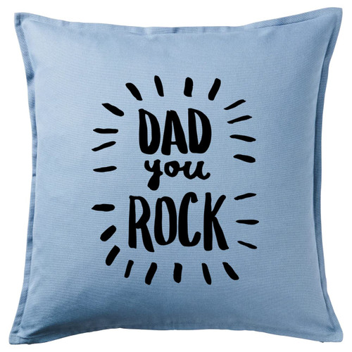 HARD EDGE DESIGN Dad You Rock Handlettered Light Blue Throw Pillow with Polyester Filling