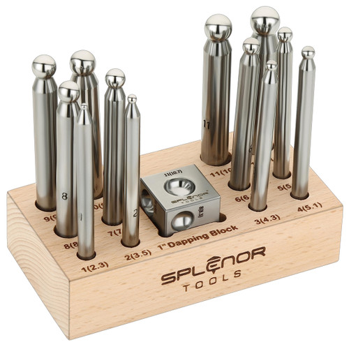 Splenor Tools Steel Dapping Block and Dapping Punch Set - for Jewelry Making - Metal Forming Die - Shaping Doming Tools