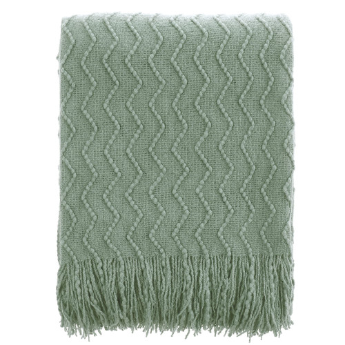 BATTILO HOME Sage Green Throw Blanket for Couch, Knitted Soft Sage Throw Blankets, Decorative Spring Green Blanket for Sofa Bed, 50"x60"