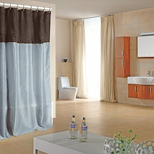 Duck River Textile Dion Mildew Resistant Fabric Shower Curtain Liner Waterproof | Water Repellent & Antibacterial-Assorted Colors, 70 x 72 Inch, Chocolate/Blue