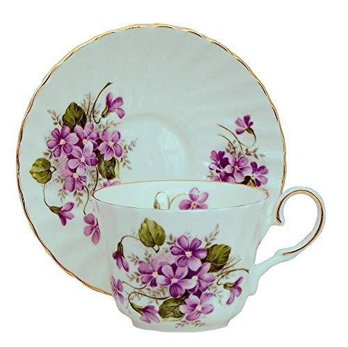 WILD VIOLETS Fine English Bone China Cup and Saucer WILD VIOLETS Fine English Bone China Cup and Saucer