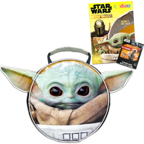 Mandalorian Lunch Box Set Baby Yoda Activity Set - Baby Yoda Shaped Ears Lunch Bag with Star Wars Coloring Book, Stickers, and More (Baby Yoda Lunch Box)